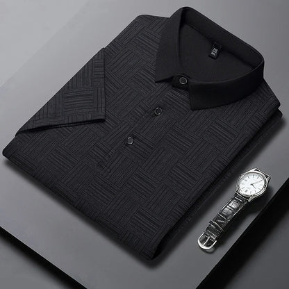 Men's Printed Business Casual Polo Shirt — Anti-Wrinkle Breathable Short Sleeve Summer Top