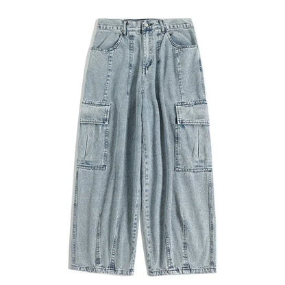 Men's Baggy Wide-Leg Denim Jeans | Streetwear Hip Hop Cargo Pants