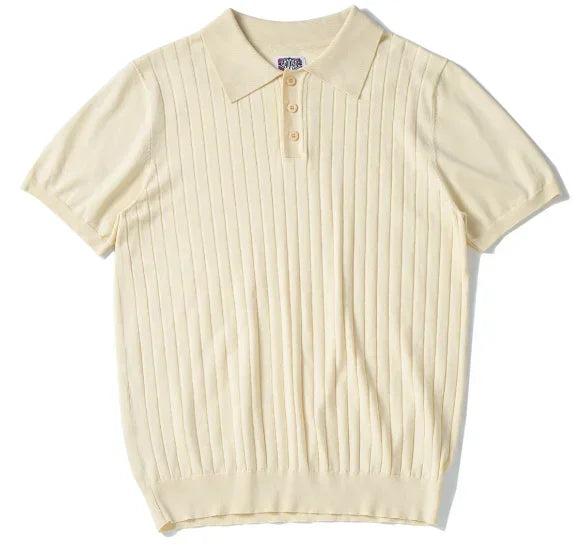 Men's Slim-Fit Knitted Polo Shirt — Breathable Smart Casual Button Lapel Summer Top