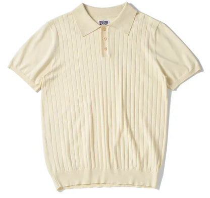 Men's Slim-Fit Knitted Polo Shirt — Breathable Smart Casual Button Lapel Summer Top