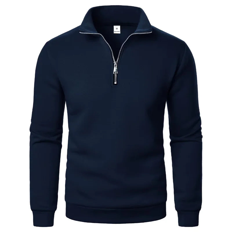 Men's Half-Zip Stand Collar Sweatshirt — Slim Fit Casual Pullover | 9 Colors S–XXXL