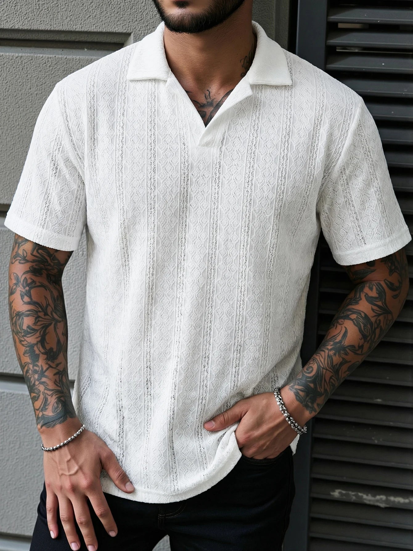 Men's Solid Color Streetwear Polo Shirt — Short Sleeve Breathable Stretch Summer Top