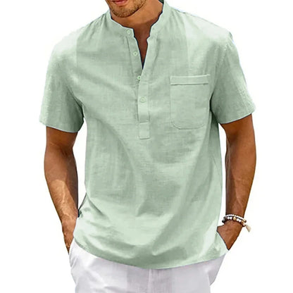Men's Cotton Linen Shirt – Lightweight Breathable Hawaiian Shirt