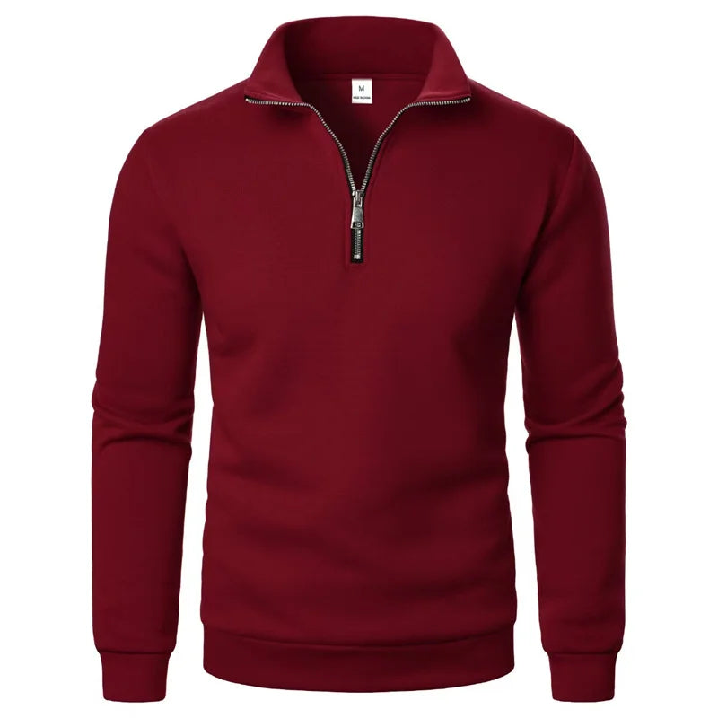 Men's Half-Zip Stand Collar Sweatshirt — Slim Fit Casual Pullover | 9 Colors S–XXXL