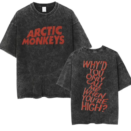 Men's Retro Rock Graphic T-Shirt — Vintage Washed Oversized Y2K Hip Hop Streetwear