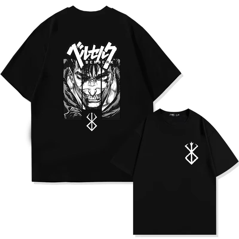 Men's Berserk Anime T-Shirt — Guts Graphic Tee 90s Dark Fantasy Manga Streetwear