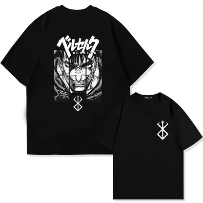 Men's Berserk Anime T-Shirt — Guts Graphic Tee 90s Dark Fantasy Manga Streetwear