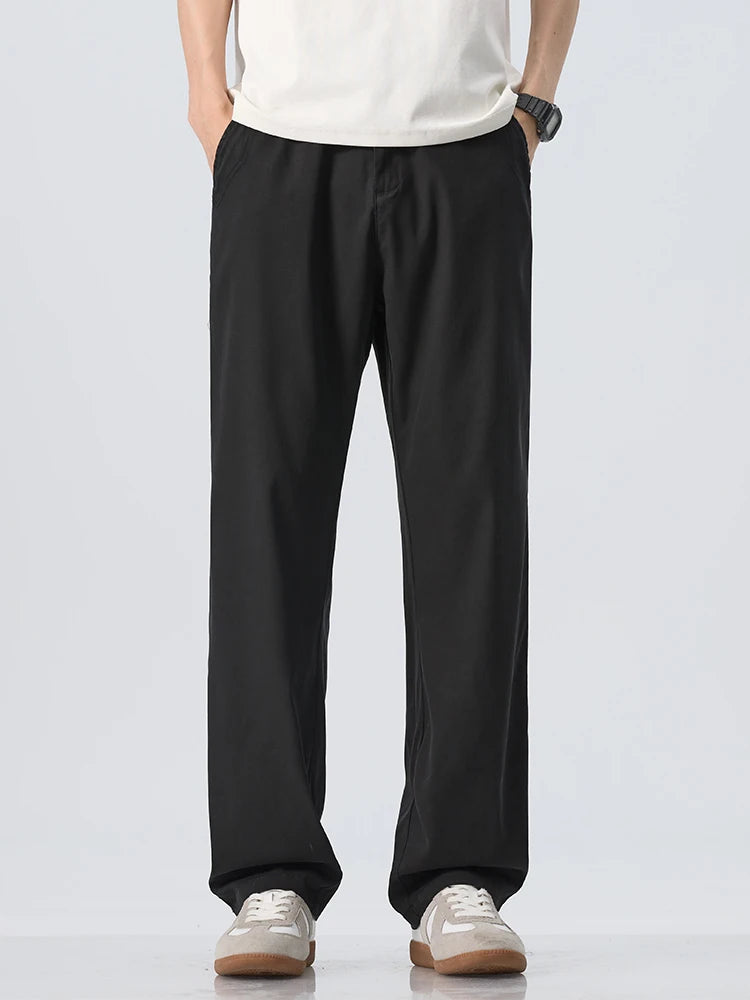 Men's Lyocell Ice Silk Casual Trousers — Loose Straight Cool Breathable Summer Pants Korean Fashion