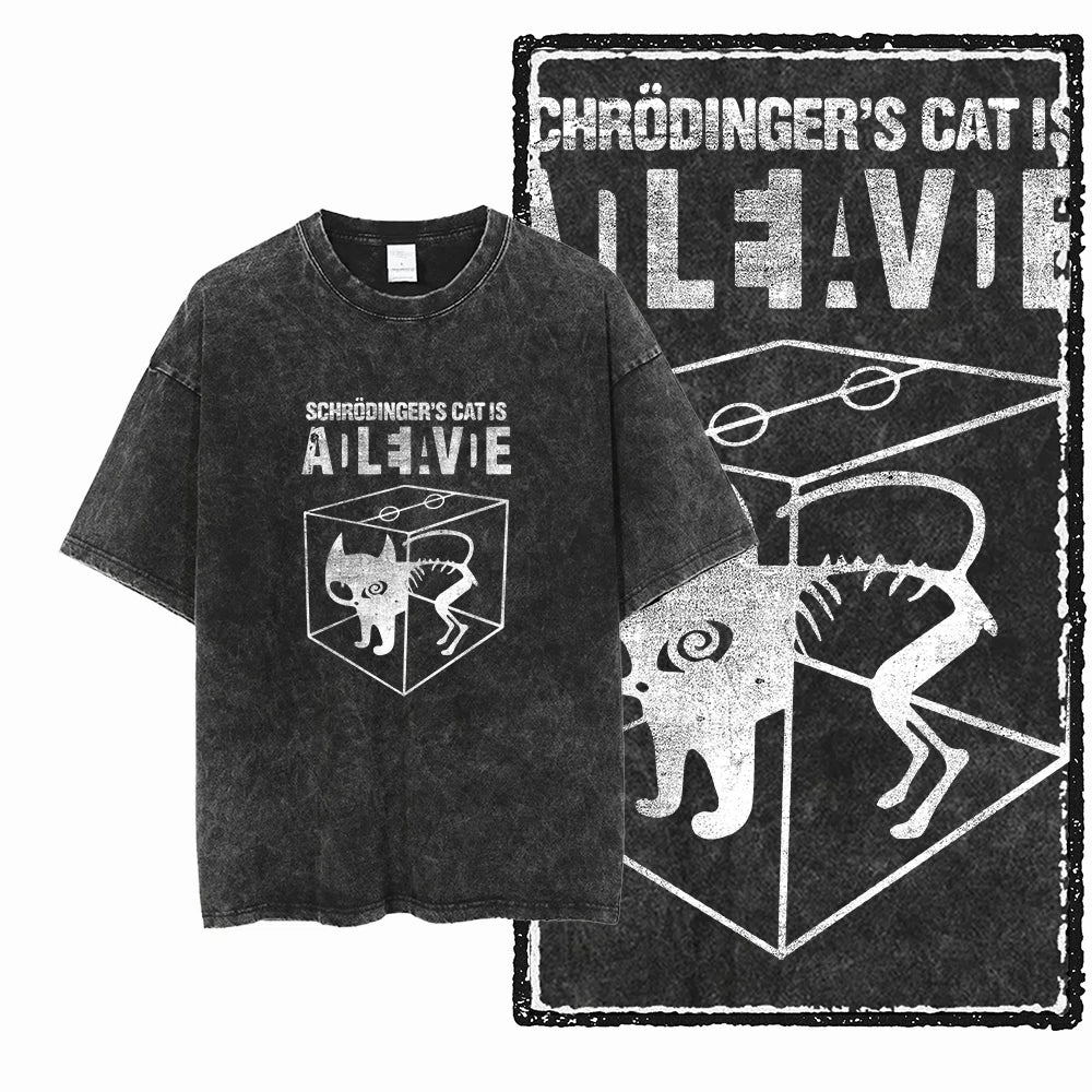 Men's Graphic Print Cotton T-Shirt — Acid Washed Vintage Streetwear Tee