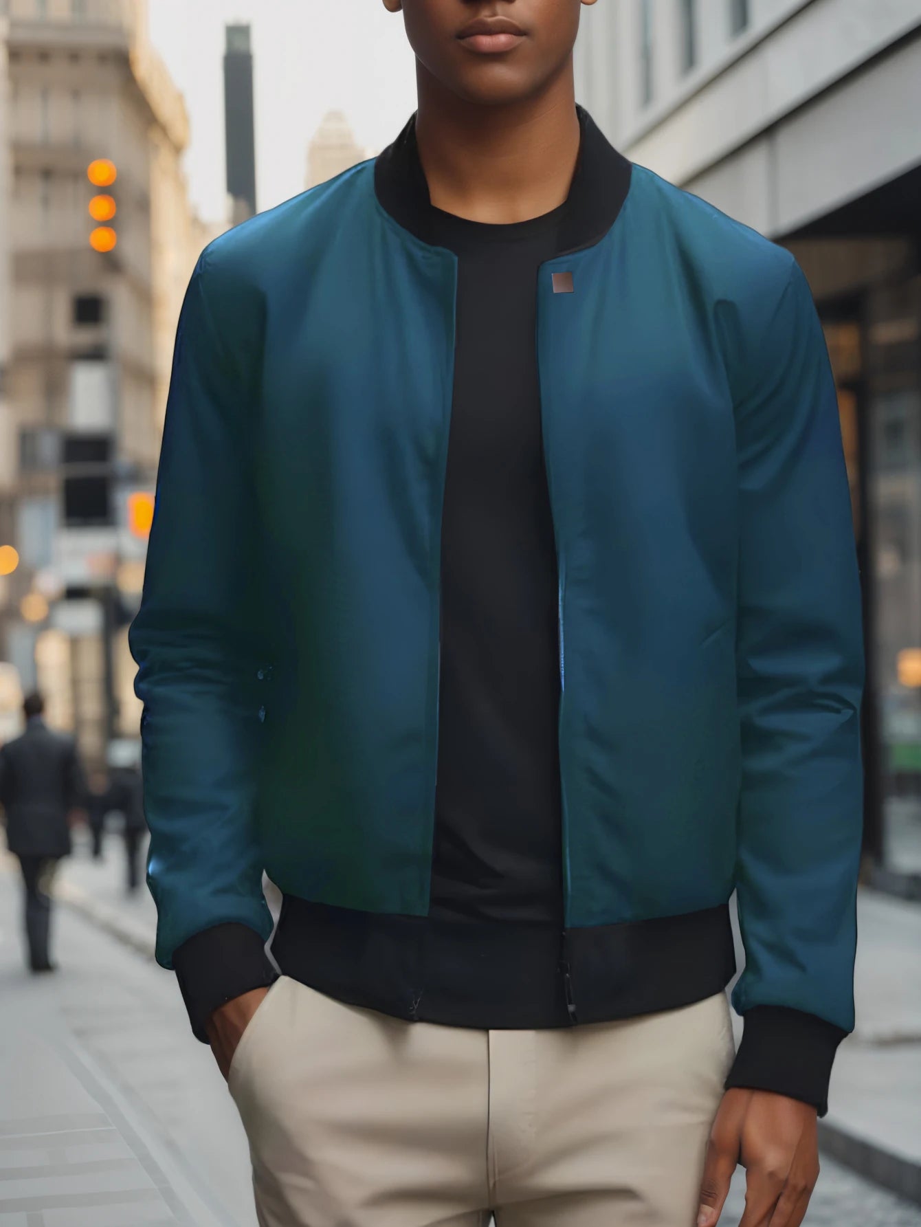 Men's Baseball Collar Jacket — Lightweight Zip-Up Casual Thin Coat