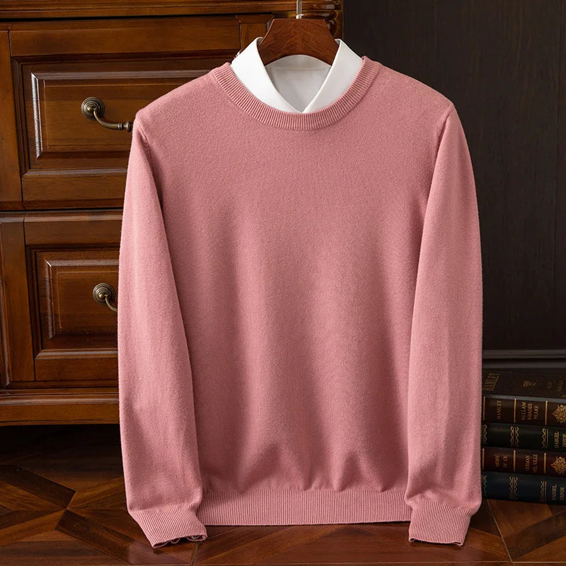 Men's Wool-Blend O-Neck Pullover Sweater — Versatile All-Season Knitwear