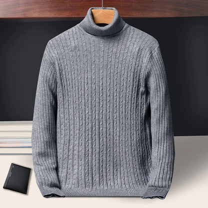Men's Turtleneck Striped Knit Pullover — Warm Streetwear Sweater | 6 Colors Asian S–XXXL