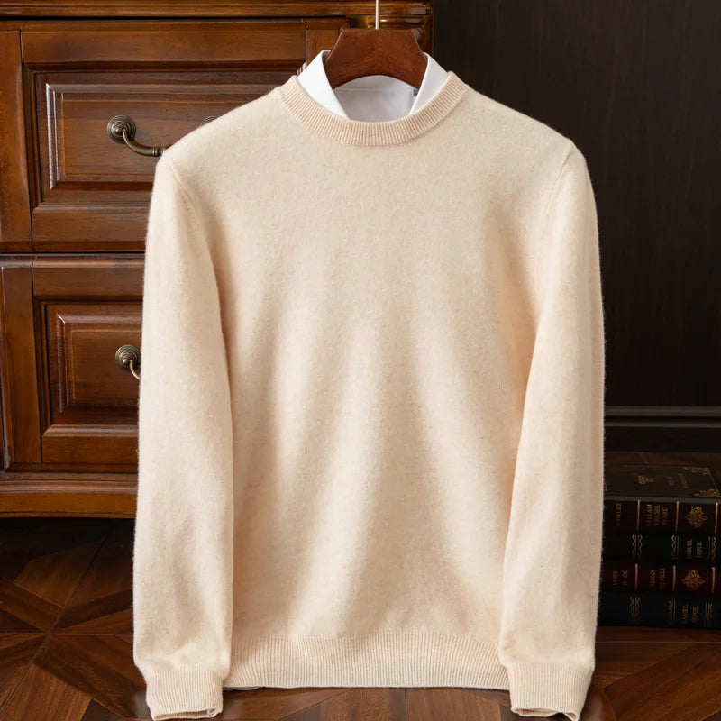 Men's Wool Knit O-Neck Pullover Sweater — Loose Oversized Korean Casual Top | Autumn Winter
