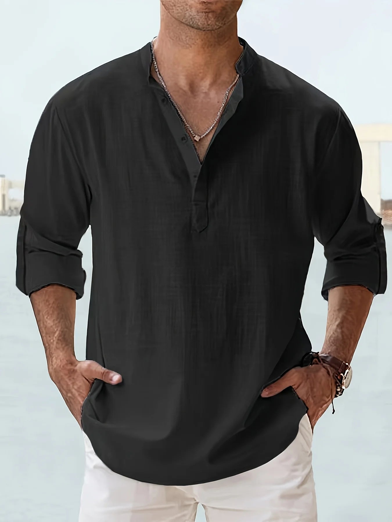 Men's Cotton Linen Solid Color Casual Shirt — Breathable Half Sleeve Loose Fit | 13 Colors S–XXXL