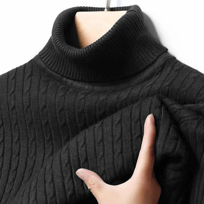 Men's Ribbed Turtleneck Knit Sweater — Warm Fitted Pullover | 10 Colors S–XXXL