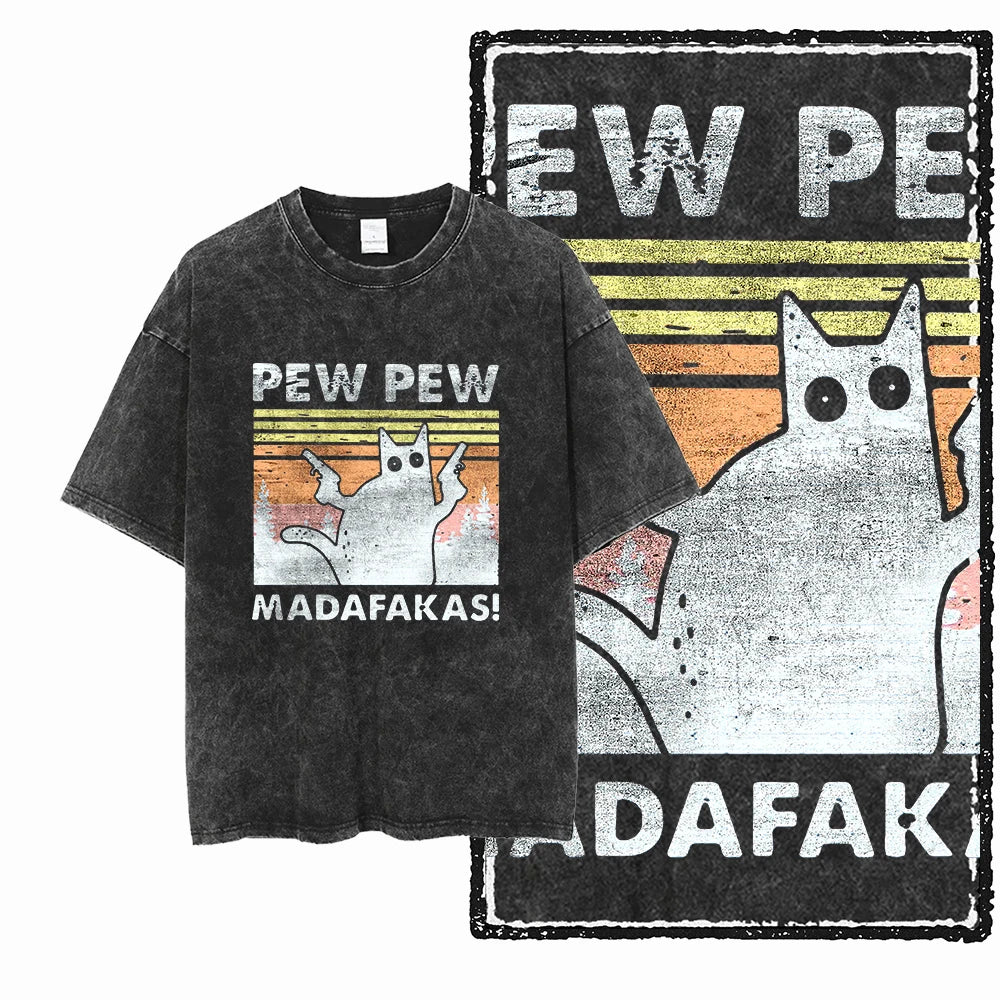 Men's Graphic Print Cotton T-Shirt — Acid Washed Vintage Streetwear Tee