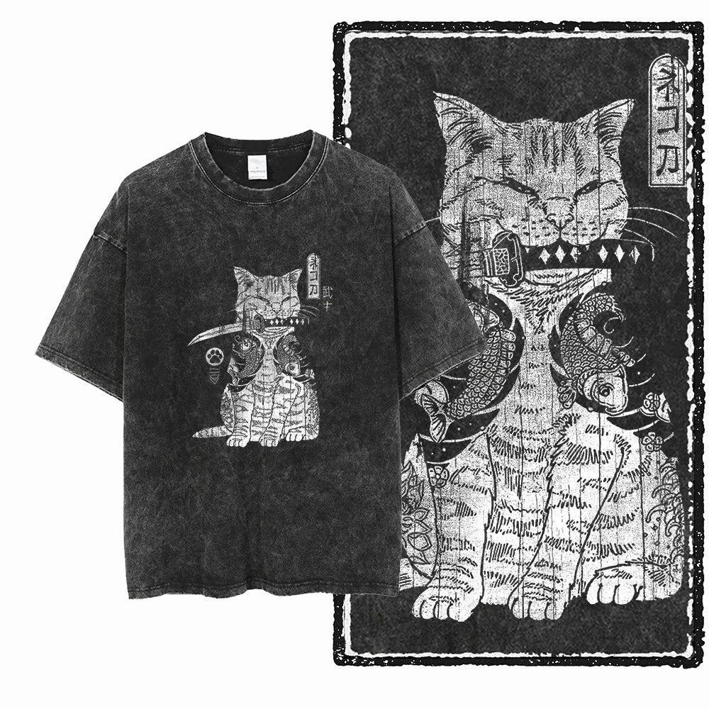 Men's Graphic Print Cotton T-Shirt — Acid Washed Vintage Streetwear Tee