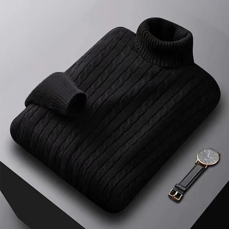 Men's Argyle Turtleneck Sweater | Warm Knit Pullover for Autumn & Winter
