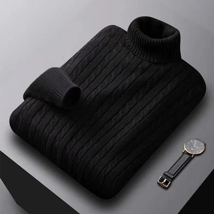 Men's Argyle Turtleneck Sweater | Warm Knit Pullover for Autumn & Winter