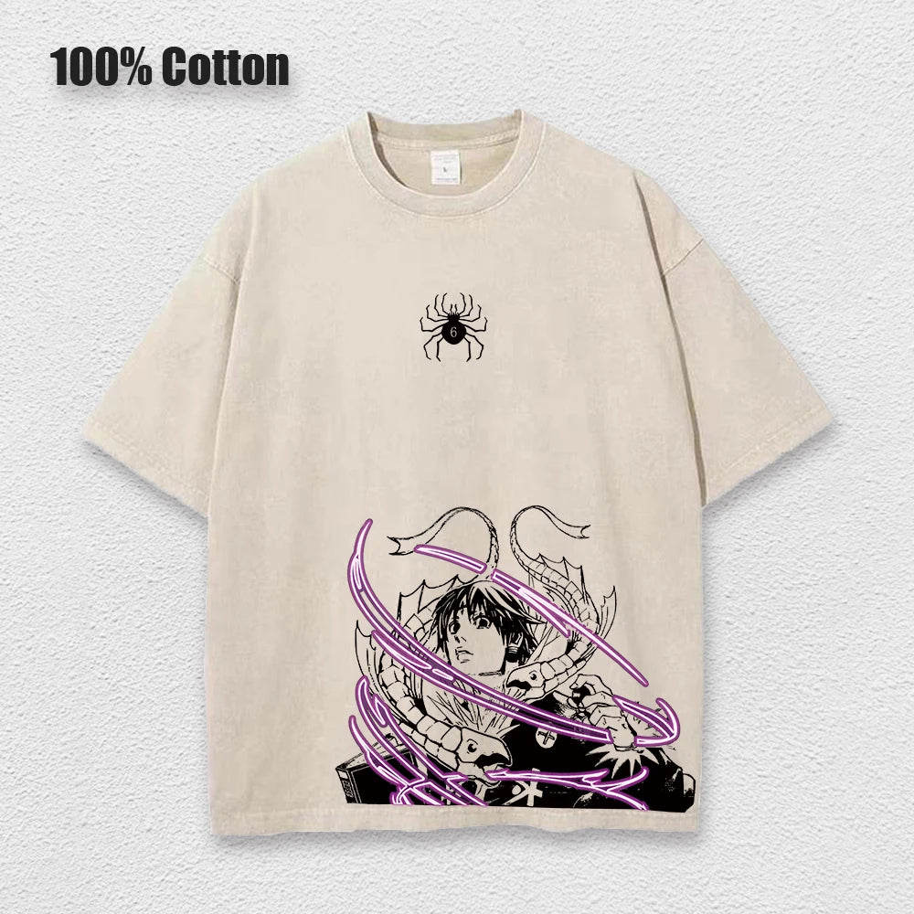 Men's Hunter x Hunter Graphic T-Shirt — Vintage Washed Cotton Streetwear Harajuku Top