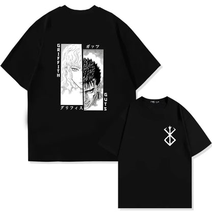 Men's Berserk Anime T-Shirt — Guts Graphic Tee 90s Dark Fantasy Manga Streetwear