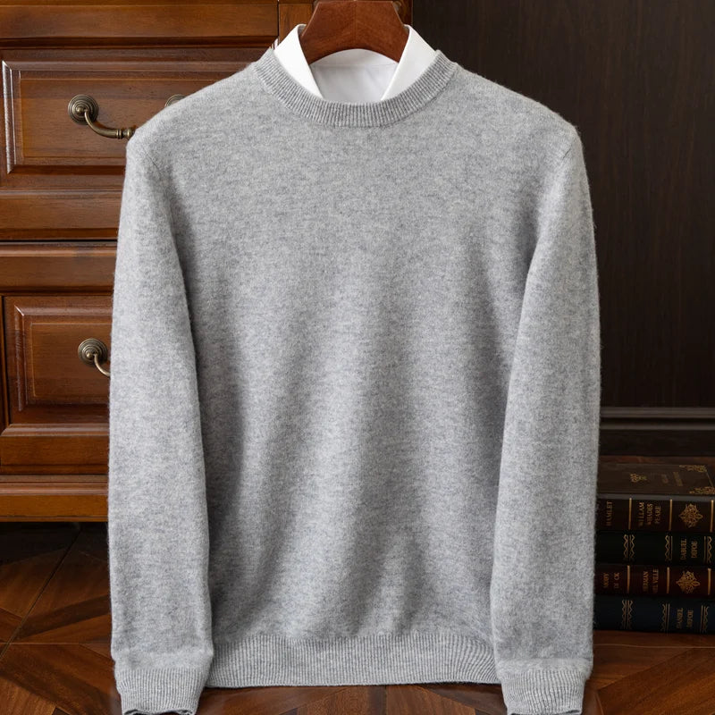 Men's Wool Knit O-Neck Pullover Sweater — Loose Oversized Korean Casual Top | Autumn Winter