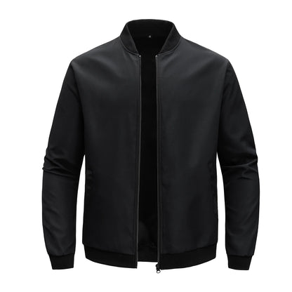 Men's Baseball Collar Jacket — Lightweight Zip-Up Casual Thin Coat