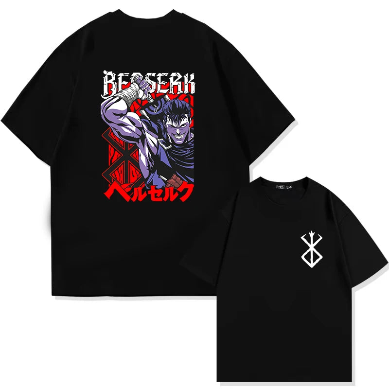 Men's Berserk Anime T-Shirt — Guts Graphic Tee 90s Dark Fantasy Manga Streetwear