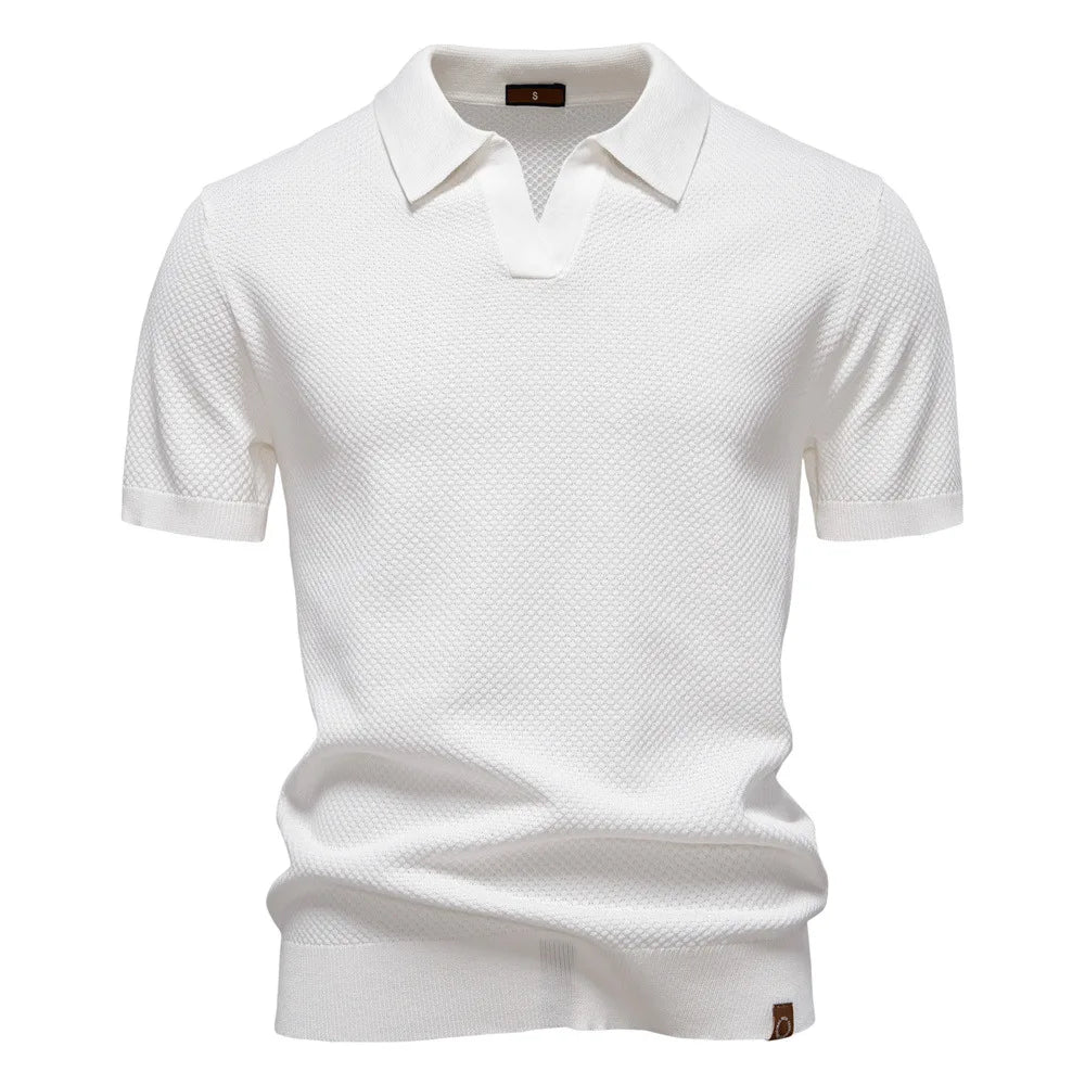 Men's Smart Casual Solid Color Polo Shirt — Short Sleeve Loose Fit Breathable Summer Top