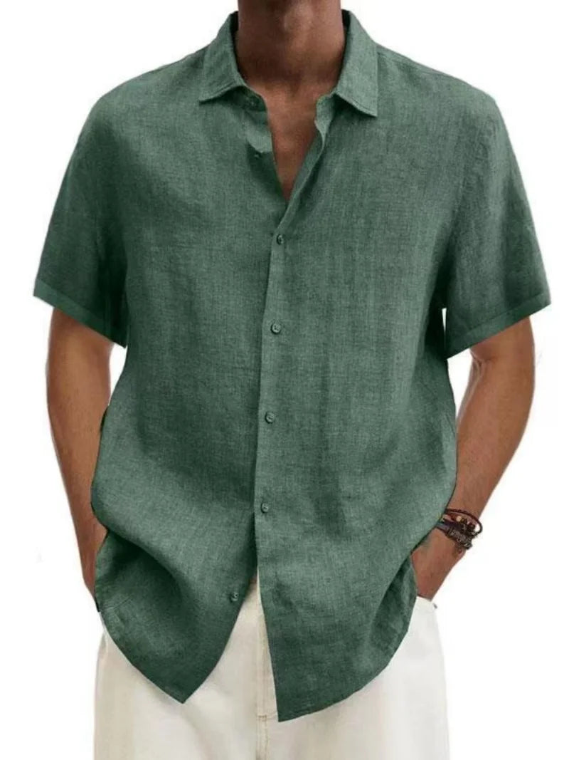 Men's Short Sleeve Button Down Casual Shirt — Classic Style Summer Top Turn-Down Collar | 9 Colors M–5XL