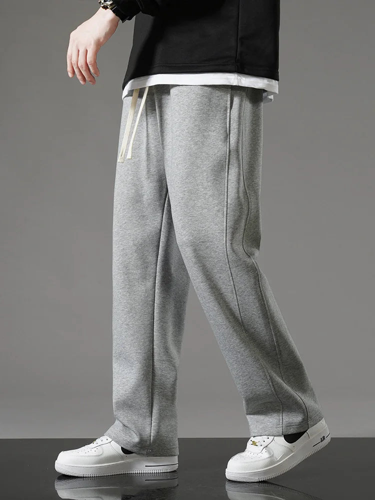 Men's Wide Leg Drawstring Sweatpants — Korean Fashion Straight Track Pants Casual Loose Trousers