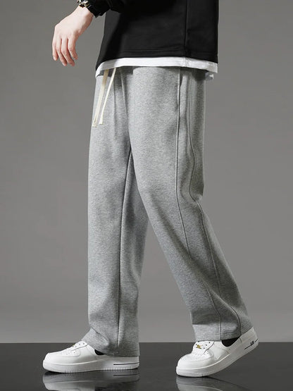 Men's Wide Leg Drawstring Sweatpants — Korean Fashion Straight Track Pants Casual Loose Trousers