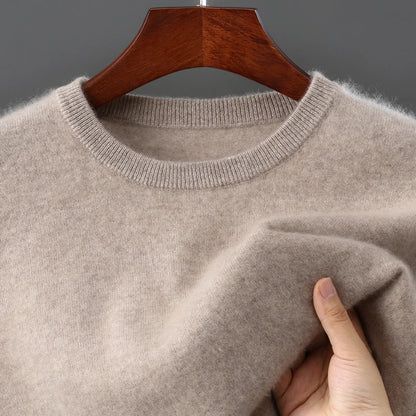 Men's 100% Pure Cashmere Knitted T-Shirt — Luxury Round Neck Short Sleeve Top
