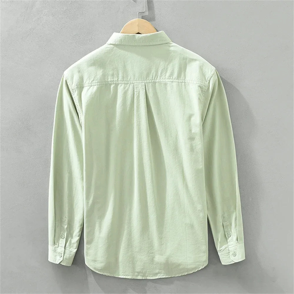 Men's Japanese Style Long Sleeve Shirt — Premium Cotton Casual Fit