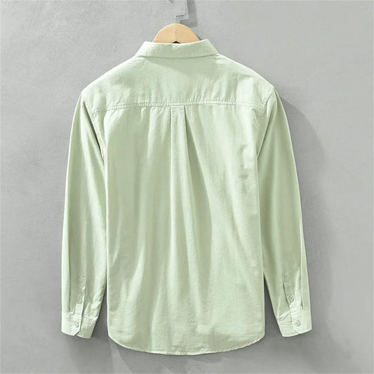 Men's Japanese Style Long Sleeve Shirt — Premium Cotton Casual Fit