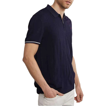 Men's Ribbed Knit Polo Shirt — Breathable Textured Short Sleeve Smart Casual Top