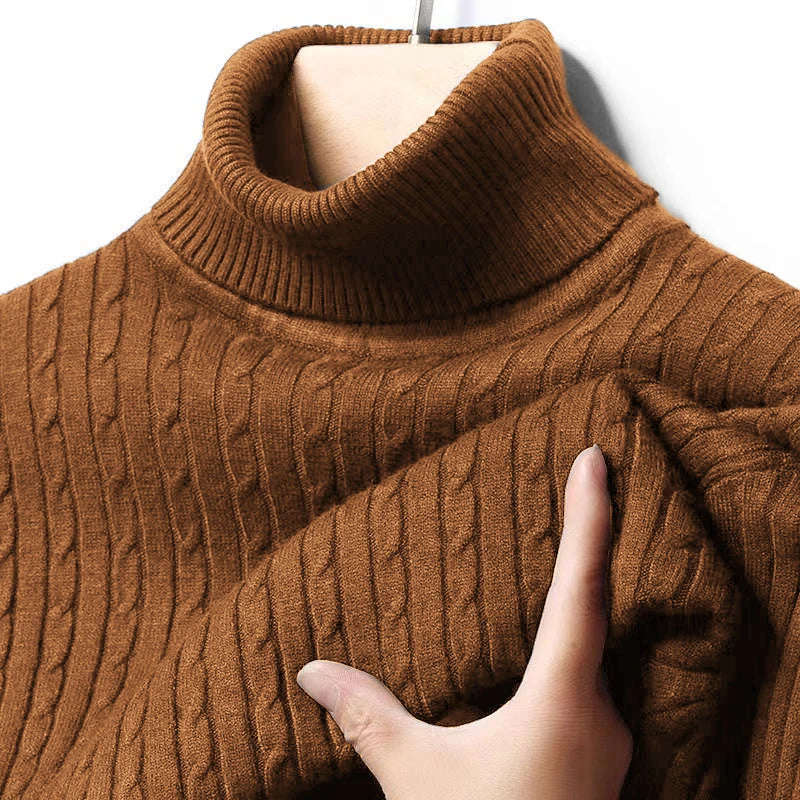 Men's Ribbed Turtleneck Knit Sweater — Warm Fitted Pullover | 10 Colors S–XXXL
