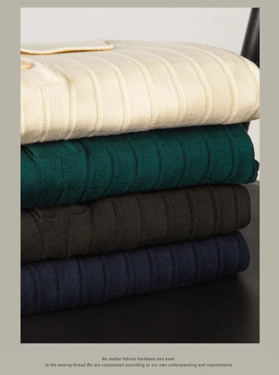Men's Slim-Fit Knitted Polo Shirt — Breathable Smart Casual Button Lapel Summer Top