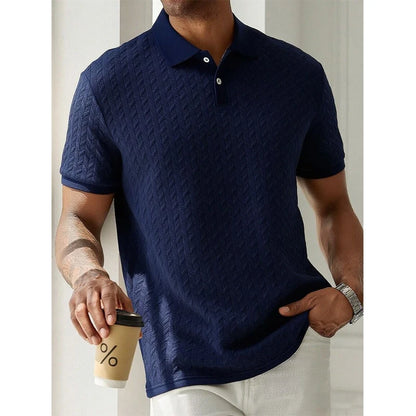 Men's Solid Color Polo Shirt — Breathable Short Sleeve Casual Streetwear Top