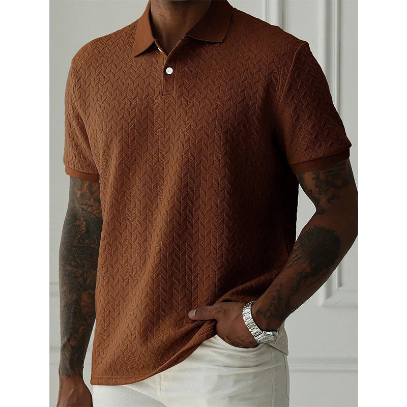 Men's Solid Color Polo Shirt — Breathable Short Sleeve Casual Streetwear Top