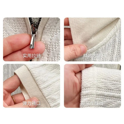 Men's Half-Zip Knitted Polo Shirt — Breathable Short Sleeve Casual Summer Top