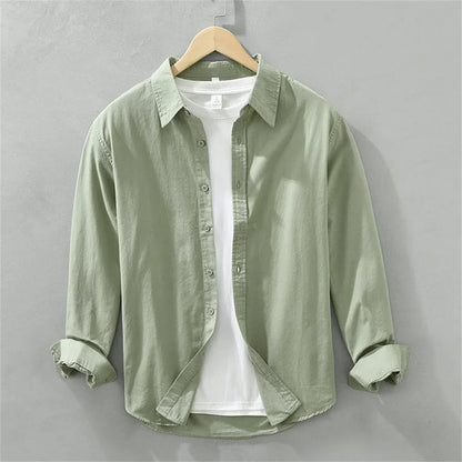 Men's Japanese Style Long Sleeve Shirt — Premium Cotton Casual Fit
